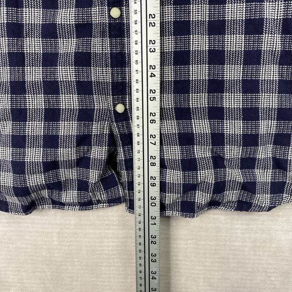 Ruff Hewn Shirt Mens M Long Sleeve Pearl Snap Blue Check Plaid Woved Heavyweight - Picture 7 of 11